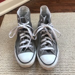 Grey high top converse